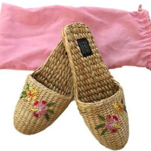 Sequin Flower Applique Water Grass Slippers NEW!